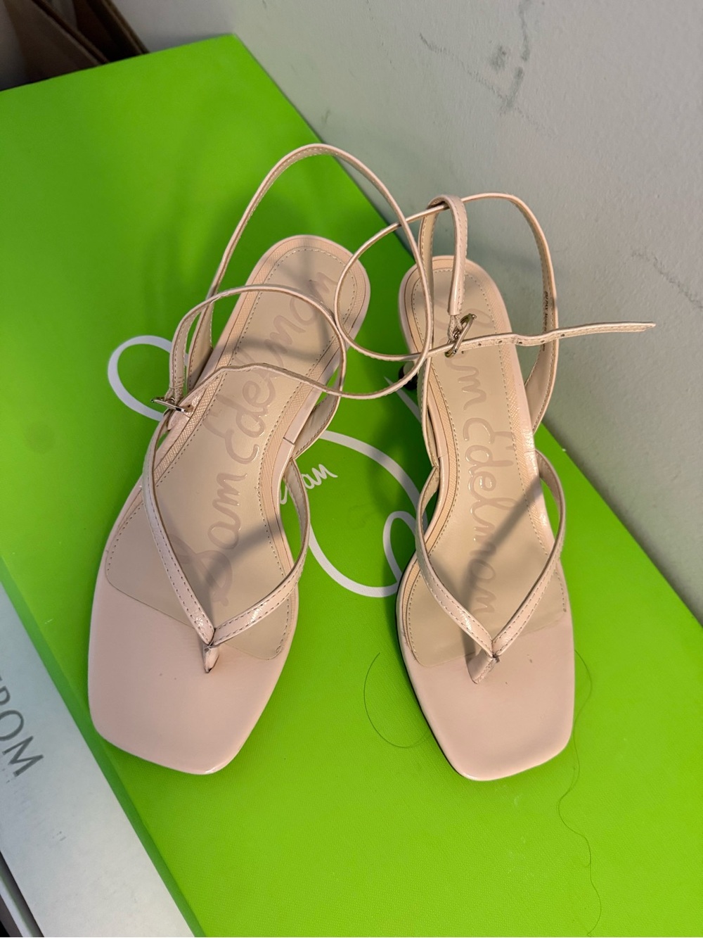Sam Edelman Blush Pink Square-Toe Strappy Sandals